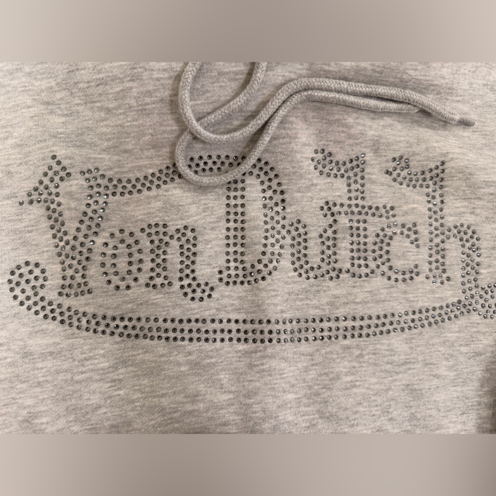Von Dutch Light Gray Rhinestone Logo Hoodie - Picture 2 of 7